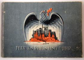 Harald Seiler: Flak an Rhein und Ruhr. Hrsg. von Luftgaukommand VI. Münster, 1942,Wehrbetreuung, 63+1 p. Német nyelven. Kiadói haránt-alakú félvászon-kötés, kopott borítóval, foltos lapokkal, kijáró lapokkal.