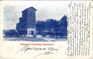 1910 Budapest, Budapesti tűzoltóság mászóháza, tűzoltók (ragasztónyom / glue marks)