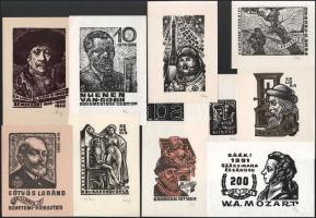 Fery Antal (1908-1994): 10 db ex libris és kisgrafika (közte ex libris Farkas Bertalan). Klf. techni...
