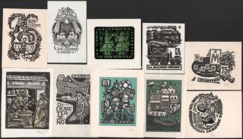 Fery Antal (1908-1994): 10 db ex libris és kisgrafika (közte ex libris Sánta Ferenc). Klf. technikák...