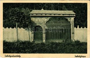 Székelyudvarhely, Odorheiu Secuiesc; Székely kapu. Kovács kiadása / Szekler gate (tűnyomok / pinmarks)