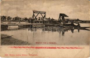 1907 Siklós, Röpülőhíd (repülőhíd) a Dráván, komp. Feiler Mariska kiadása (apró szakadás / tiny tear...