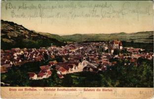 1905 Berethalom, Birthälm, Biertan; látkép, vártemplom. Johann Werner kiadása / general view, castle church (szakadás / tear)