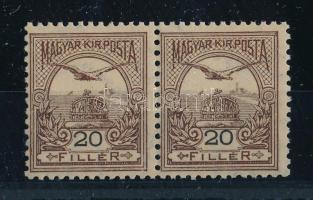 1900 Turul 20f postatiszta pár, mindkét bélyegen megtalálható a. számvízjelállás, luxus minőségben (...