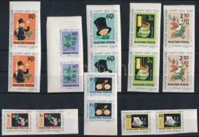 1963 Újév (I.) vágott sor ívszéli párokban (6.000) (1Ft rozsdafolt / stain)