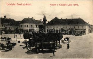 Érsekújvár, Nové Zámky; Kossuth Lajos tér, Malinszky Rezső, Komáromi üzlete. Adler József kiadása / square, shops