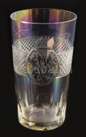 cca 1900 Monogramos emlékpohár, hibátlan, m: 13 cm