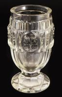 cca 1880 Monogramos emlékpohár, m: 12 cm