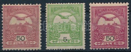 1904-1913 Turul 50f barnáskármin és sötétborvörös színben + 5f lefelé tolódott értékszámmal