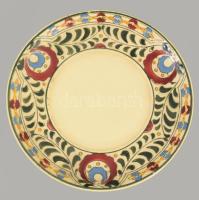 Körmöcbánya magyaros mintás csésze alátéttel, jelzett, kis felületi sérüléssel, d: 15 cm