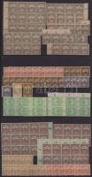 1913 127 db Turul bélyeg álló vízjellel + 20 db Árvíz bélyeg, köztük összefüggések is, 3 stecklapon