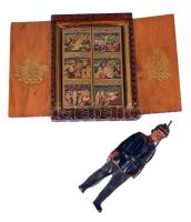 Modern ikon dísztárgy + Antik katona figura m: 11 cm