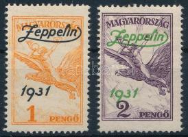 1931 Zeppelin sor (** 40.000) (1P halvány falcnyommal, 2P halvány folt a gumiban / light hinge remnant, light spot in gum)