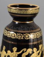 24 karátos arannyal díszített görög kézzel készült váza, jelzett, hibátlan, m: 28 cm