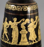 24 karátos arannyal díszített görög kézzel készült váza, jelzett, hibátlan, m: 28 cm