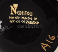 24 karátos arannyal díszített görög kézzel készült váza, jelzett, hibátlan, m: 28 cm