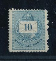 1881 10kr I. típus 13-as fogazással, gyöngyjavítással, festékfoltokkal (70.000) (kis betapadás / sma...