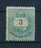 1881 3kr I. típus 13-as fogazással, gyöngyjavítással, luxus minőségben (80.000)