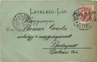 1898 Szepesváralja, Spisské Podhradie; Fő tér és vár este holdfényben / main square and castle at ni...