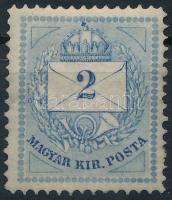 1881 2kr szürkéskék, 13-as fogazással, eredeti gumival, jó minőségben (100.000) Certificate: Glatz