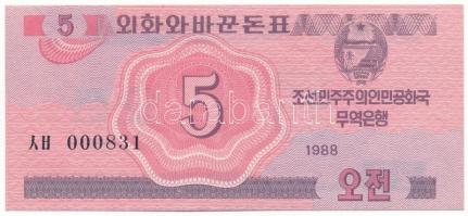 Észak-Korea 1988. 5ch "Szocialista látogató devizaváltó" "000831" T:AU,XF North Korea 1988. 5 Chon "Socialist Visitor Exchange" "000831" C:AU,XF Krause 32.