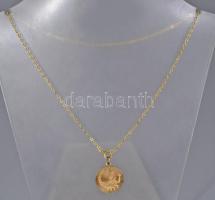 Arany (Au) nyaklánc, 14k, rajta 9 karátos skorpió mintás medállal, jelzett, 4,1g