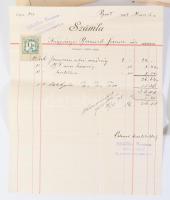 1897-1916 6 db fejléces számla (Kállai Mór férfiszabó, Thon Károly, stb.), okmánybélyegekkel