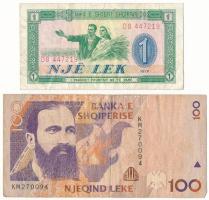 Albánia 1976. 1L + 1996. 100L T:F Albania 1976. 1 Lek + 1996. 100 Leke C:F Krause P#40a, P#62