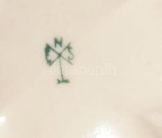 Ens bonbonier plasztikus virág díszítéssel, jelzett, minimális kopással, 12x9 cm