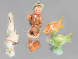 6 darab magyar porcelán és kerámia figura, közte ritka Drasche art deco agár figura.