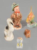 6 darab magyar porcelán és kerámia figura, közte ritka Drasche art deco agár figura