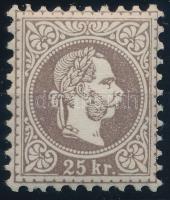 1867 25kr barnás ibolya, postatiszta, luxus minőségben, eredeti gumival (38.000) Certificate: Goller