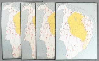 Mindent vissza! irredenta társasjáték ca 1930. Kompletten 5 játéktábla, bábuk, ólom katonák, dobókoc...