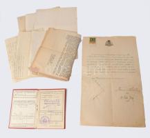 cca 1900-1950 Ráth Aurél Zoltán törvényszéki orvos, elme- és ideggyógyász, főorvos vegyes iratai, közte érettségi bizonyítvány, törvényszéki orvosi vizsgabizonyítvány, egyetemi bizonyítványok, OTBA igényjogosultsági igazolvány, stb.