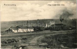 Perecseny, Perechyn, Perecin; MÁV (Magyar Királyi Államvasutak) talpfa telítő telepe, iparvasút / ra...