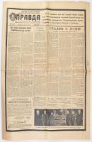 1953 Pravda (Igazság), a Szovjetunió Kommunista Pártja (SZKP) Központi Bizottsága lapjának 1953. márc. 8-i száma (gyászszám), a címlapon Sztálin halálának hírével, orosz nyelven, 6 p.