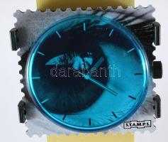 S.T.A.M.P.S. designer óra, kvarc, szilikon szíjjal, 42x42mm