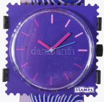 S.T.A.M.P.S. designer óra, kvarc, szilikon szíjjal, 42x42mm