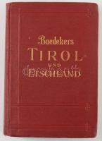 (Útikönyv) Baedekker, Karl: Tirol. Vorarlber Etschland westliche Teile von Salzburg und von Kärnten. Leipzig, 1929. 556 p + 58 Karten, 12 Plänen und 12 Panoramen. Kiadói egészvászon kötésben