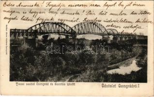 1907 Csongrád, Tiszai vashíd. Szilber János kiadása