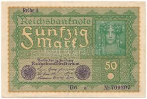 Németország / Weimari Köztársaság 1919. 50M "UO 709207" T:F szép papír Germany / Weimar Republic 1919. 50 Mark "UO 709207" C:F fine paper Krause 66.