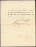 1934 Bp., Sztranyovszky Sándor, a képviselőház elnökének aláírása levélen