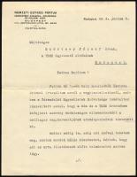 1934 Bp., Sztranyovszky Sándor, a képviselőház elnökének aláírása levélen