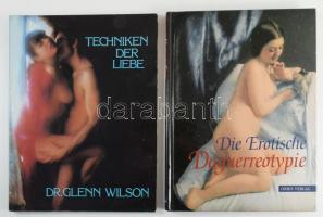 Die Erotische Daguerreotypie. Sammlung Uwe Scheid. Einführung Grant B. Romer. München, 1997, Orbins. Német nyelven. Gazdag képanyaggal illusztrált. Kiadói kartonált papírkötés. + Glenn WIlson: Die Techniken der Lieb. Berlin, 1986, TACO. Német nyelven. Gazdag képanyaggal illusztrált. Kiadói papírkötés.