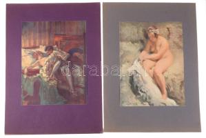 ca 1930 12 db nagy méretű erotikus nyomat Franz Stuck litho reprodukciók 24x28 cm Kartonokon