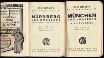 2 db Griebens útikönyv: München, Nürnberg. 1929. Sok térképpel, jó állapotban