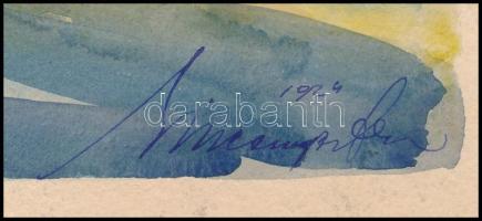 Einczinger Ferenc (1879-1950): Színes táj (Esztergom környéke?), 1924. Akvarell, papír, jelzett. Két...