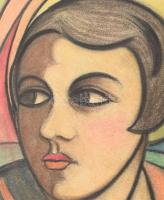 Einczinger Ferenc (1879-1950): Art deco hölgy portréja, 1930 körül. Pasztell, papír, jelzett. Lapszé...
