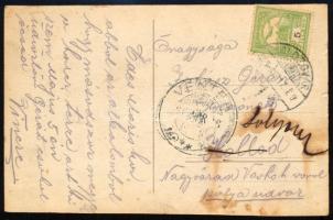 1915 Magyar katonatiszt lövészbojttal, fotólap a Dunky fivérek kolozsvári műterméből, megírt és futo...