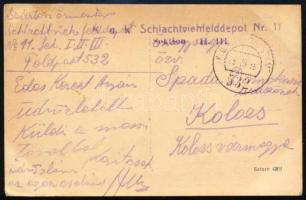 1918 Tábori vágómarha-telep tisztjének (Szártori őrmester) portréja, fotólap, megírva és tábori post...